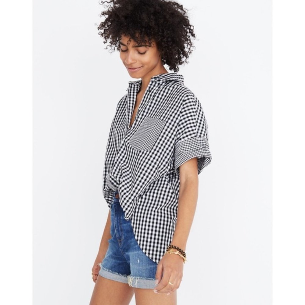 Gingham-Play Button-Down Shirt - image 2